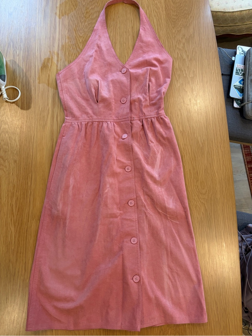 Bill Blass Pink Halter Button-Front Midi Dress Womens Size 8
